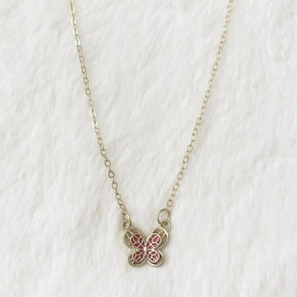 5/$15 🩷 MUST BUNDLE Delicate Red Butterfly Pendant Necklace